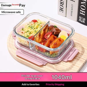 กล่องอาหารกลางวันแก้วแบบแบ่งช่องขายดี กล่องเก็บอาหารแก้ว ดีไซน์ 2 ช่อง และ 3 ช่อง ป้องกันการรั่วซึม - Product Image 4