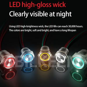 IP67 không thấm nước cảm ứng chuyển đổi 12mm 16mm 19mm 22mm có dây <span class=keywords><strong>24V</strong></span> 12V kim loại tạm thời phân đoạn vô cấp mờ đẩy nút chuyển đổi - Product Image 4