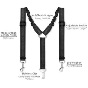 Ceinture de sécurité double pour <span class=keywords><strong>chien</strong></span>, anti-emmêlement, réglable, laisse de sécurité pour animaux de compagnie avec amortisseur élastique, réfléchissante, en forme de Y - Product Image 2