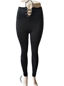 Women's Fashion Belted Yoga Pants <strong>Eyelet</strong> <strong>Drawstring</strong> Crossover Waistband Leggings Skinny Pencil Style Breathable for Spring - Product Image 5