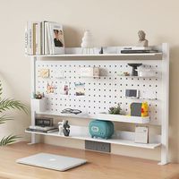 Organisateur de bureau multifonctionnel en métal avec panneau perforé, étagère pour bureau, étude, bricolage, rangement de table pour gagner de la place avec bacs