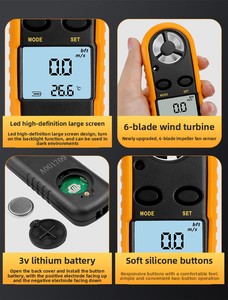 Anemómetro Digital al por Mayor, Medidor de Velocidad del Viento de 0-30m/s, Medidor de Temperatura, Anemómetro con Pantalla LCD Retroiluminada - Product Image 2