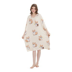 Comoda <span class=keywords><strong>Camicia</strong></span> da <span class=keywords><strong>Notte</strong></span> Personalizzata per Donna, Vestito da <span class=keywords><strong>Notte</strong></span> in Modal Plus Size con Maniche Corte e Tasche, Morbida <span class=keywords><strong>Camicia</strong></span> da <span class=keywords><strong>Notte</strong></span> in Maglia - Product Image 4
