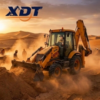 Penjualan Harga Pabrik Excavator Mini Beroda Diesel Backhoe Loader 3t 4t 4x4 Kuning/Hitam Buatan China