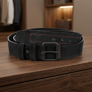Cinturón Casual Negro de Color Sólido con Hebilla de Pin Rectangular, Duradero, de 2.5 Pulgadas de Ancho - Product Image 3