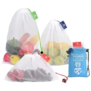 Benutzer definierte Rpet Grs Net Heavy Duty Shopping Wieder verwendbare Lebensmittel lagerung Mesh Produce Taschen mit Kordel zug für Obst Gemüse-Buy Me