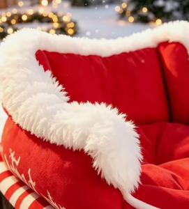 Christmas Pet Bed Plush Sled <b>Couch</b> Soft Animal Sleeping Nest for Indoor <b>Dogs</b> Cats - Product Image 6