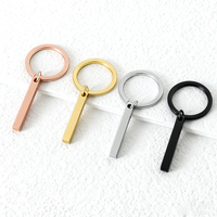 Porte-clés personnalisé en acier inoxydable Ywyougang - Barre verticale cubique - Porte-clés minimaliste gravé sur mesure