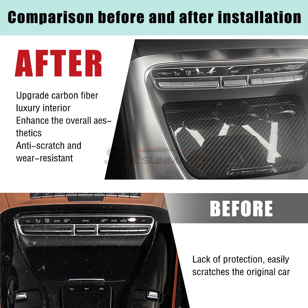 Sunmax Carbon Fiber Center Console Cup Holder Cover Trim for Mercedes-Benz AMG GT GTR GTS C190 R190