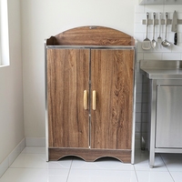 Meuble à chaussures moderne en bois pour intérieur, avec portes doubles et garniture argentée, rangement multi-niveaux pour salons/salles à manger