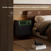 MORRORART S1 para Altavoz Inalámbrico 5.2, Mesita de Noche con Desbloqueo por Huella Dactilar, Función de Despertador, Radio, Carcasa de Madera de 3 Piezas