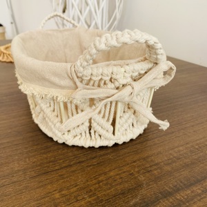 Artisan Tissé Grand Coton Corde Panier <span class=keywords><strong>À</strong></span> <span class=keywords><strong>Pain</strong></span> De Luxe Renforcé Cadre En Fer Lavable <span class=keywords><strong>Tissu</strong></span> Insert Rustique Organisation Poignées - Product Image 1