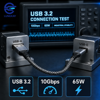 Câble USB 3.2 Gen 2 10 Gbps 65W 3A USB-A vers USB-C professionnel LUNG KAY pour disque dur, PC, tablette, SSD – Personnalisation OEM/ODM