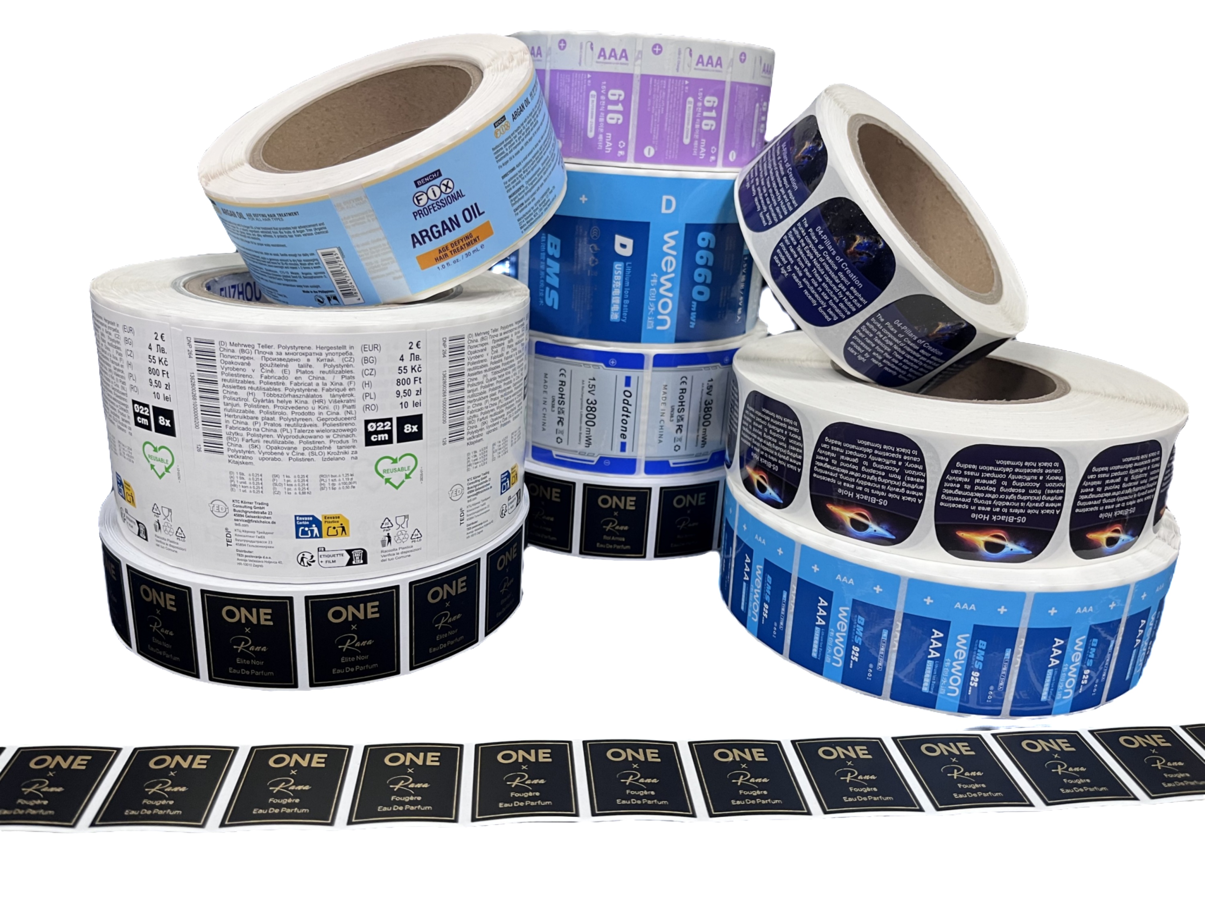 Customized Logo Oil Proof Adhesive PVC Waterproof Sticker Rolls for Packaging Labels
