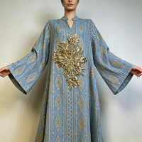 Robe Abaya de luxe légère en coton brodée de sequins et de cordes, à manches longues, longueur ras du sol, pour mariage et soirée, style Moyen-Orient, Dubaï, pour femme musulmane
