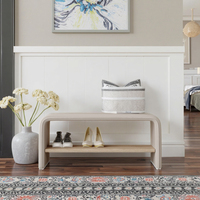 Banc d'entrée moderne haut de gamme en bois massif avec tabouret à chaussures intégré pour salle d'essayage, armoire à chaussures domestique