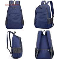 Tas Ransel Hiking Anti Air dengan Ritsleting, Ringan, Lipat, untuk Olahraga Luar Ruangan, Perjalanan, Santai, Bahan Polyester Bertekstur Besar