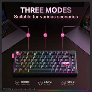 Clavier mécanique sans fil USB ONIKUMA MT706, compartiment de rangement caché, 81 touches, structure de pavé tactile personnalisée, e-sport - Product Image 3