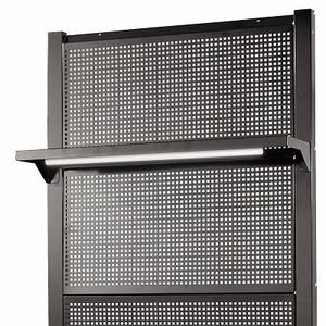 Étagère de rangement Usag à 2 niveaux, fixation murale, acier au carbone noir, 50x500 mm, grille métallique, support réglable à vis, panneau perforé 20x28 cm - Product Image 1