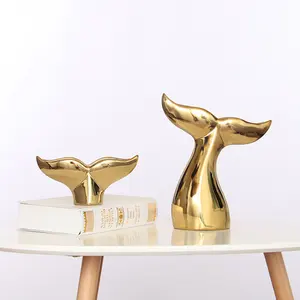 2021 Popular Ceramic Crafts Golden Whale Tail Simple Nordic Wedding Decorations Light Luxury Vase Ornaments Gift Home Decor
