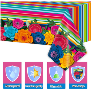Meksika Fiesta Doğum Günü Partisi Cinco De Mayo Çiçek Desenli Kağıt Tabaklar Bardaklar Peçeteler Masa Örtüsü Çatallar Çatal Bıçak Takımı Sofra Malzemeleri - Product Image 5