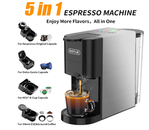 Machine à expresso 19 bars, cafetière à service unique 5 en 1 pour <span class=keywords><strong>Nespresso</strong></span> Original/Dolce Gusto/K Cups, chaud et froid... - Product Image 2