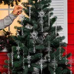 New Year Party <b>Tree</b> <b>Decorations</b> Hanging Snowflake Icicle 18Pcs Crystal <b>Christmas</b> Ornaments - Product Image 1