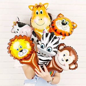 Globo de cabeza de Animal de dibujos animados para niños, palo de mano de Tigre, León, mono, decoración de fiesta - Product Image 3