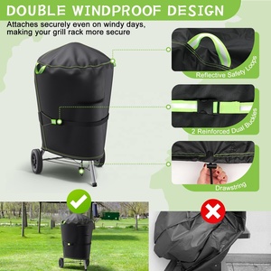 Funda Impermeable Resistente para Parrilla, 420D Oxford, Anti-UV, Nieve y Viento, con Correa Reflectante para Barbacoa <span class=keywords><strong>Weber</strong></span> de <span class=keywords><strong>22</strong></span> Pulgadas - Product Image 2