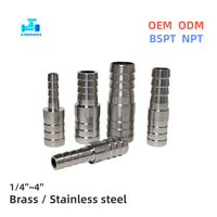 Raccord pagode en laiton NPT BSPT SS, raccord droit/réducteur à cannelures, coupleur à cannelures pour tuyau, adaptateur à soufflet pour raccords de tuyauterie gaz, huile, eau