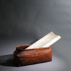 Japanese Style <b>Bamboo</b> Woven Storage Basket Rectangle Handmade Tea Set Teacup Storage Box Living Room Home Use - Product Image 1