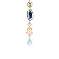Cristal naturel tranche d'agate attrape-soleil carillons éoliens suspendus pour la maison jardin décor cristal suspendus ornement artisanat