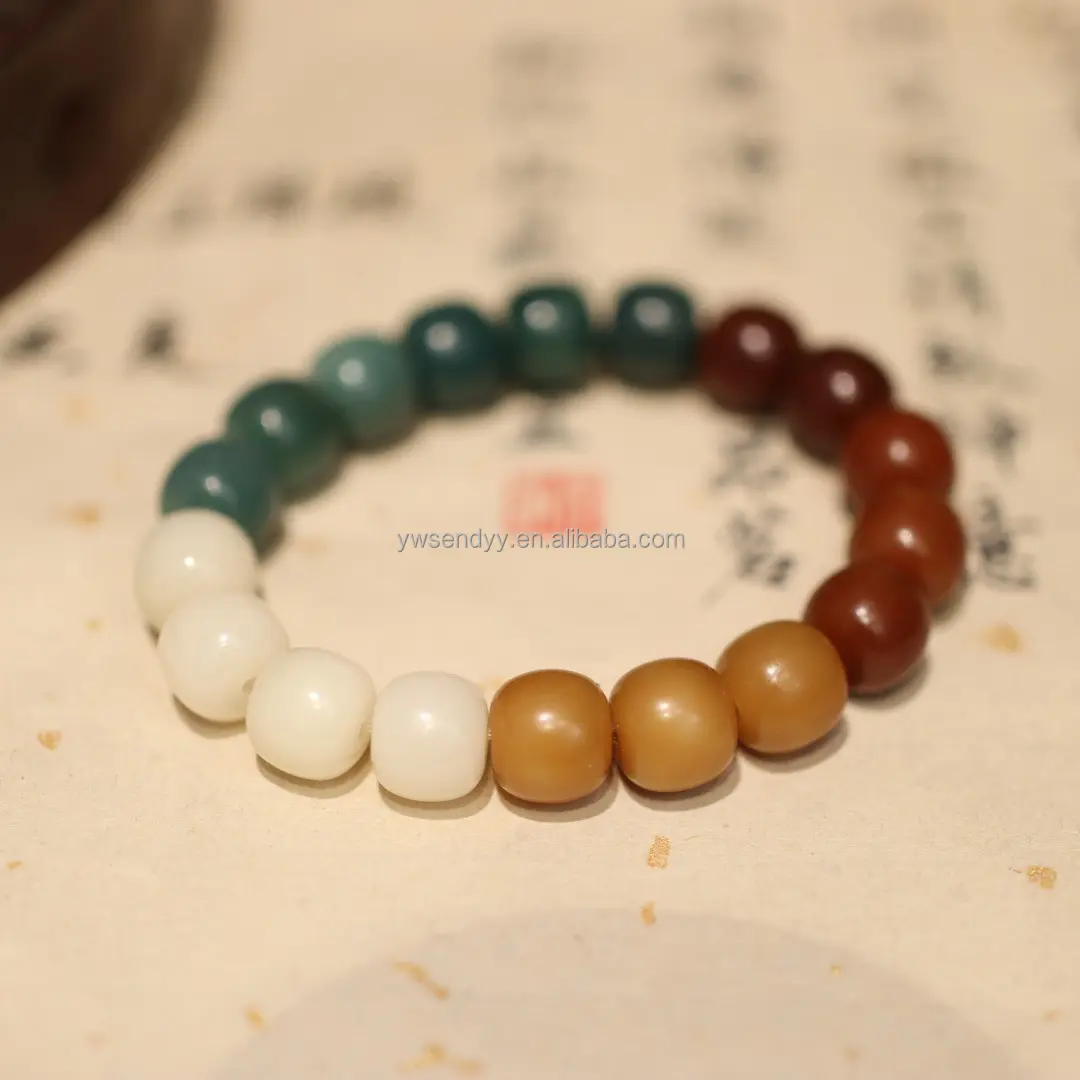 Trendy Fashion Gradual Weathering White Jade Bodhi Buddha Bead Bracelet Jewels Accessories Handmade Prayer Beads Bracelets