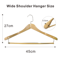 Cintres de costume marron foncé de luxe, cintres en bois à épaules larges avec logo personnalisé