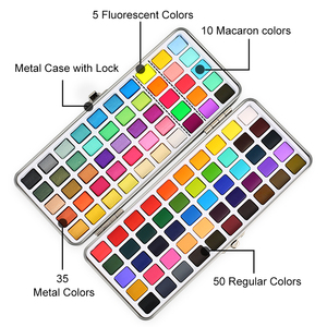 Xin Bowen solido acquerello vernice Set Aquarelle con scatola di latta Art forniture all'ingrosso nuovo per Art arrivo arte 72/90/100 colori disegno - Product Image 5