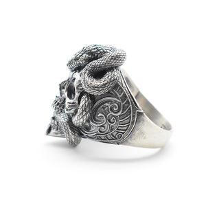 Bague Serpent Vintage MaiYi <span class=keywords><strong>Argent</strong></span> 925 Bague Crâne <span class=keywords><strong>de</strong></span> Serpent Bague Signet pour Hommes - Product Image 4
