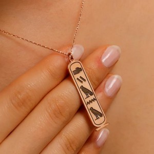 Collar con nombre jeroglífico egipcio, acero inoxidable 316l, Pvd, joyería chapada en oro de 18 quilates, collar con cartucho del alfabeto egipcio - Product Image 4