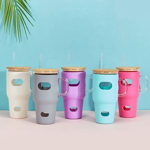 32oz Glass Travel <b>Mug</b> With Handle and Silicone Sleeve for Outdoor Adventure Drive - Product Image 6