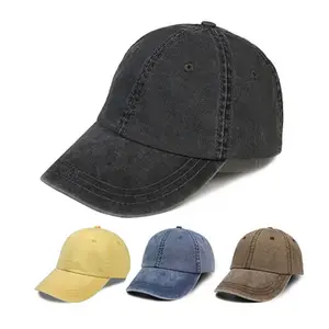 Оптовая продажа, рекламная шапка без рисунка, винтажная промытая бейсбольная кепка с 3D вышивкой и логотипом на заказ, 6 панелей