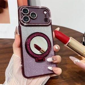 เคสโทรศัพท์ iPhone 17 air รุ่นปี 2026 ดีไซน์ใหม่ พร้อมขาตั้งแม่เหล็กเคลือบไฟฟ้า ประดับกลิตเตอร์เพชร TPU สำหรับ iPhone 18 Pro Max - Product Image 5