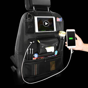 Organizador de asiento de coche plegable de cuero pu con mesa, bolsas de almacenamiento de moda con USB, nuevo diseño - Product Image 3