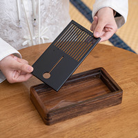 Plateau à thé en noyer, nouveau style chinois, petite table à thé rectangulaire avec réservoir d'eau, pour salle de thé, double usage (sec et vapeur), avec rideau en bambou