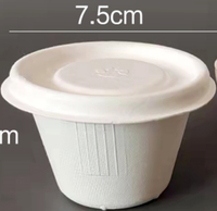 Gobelet à sauce jetable biodégradable en pulpe de canne à sucre, pliable, micro-ondable, couleur naturelle, personnalisé, 4 oz, pour buffet de mariage, avec couvercle