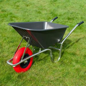 Brouette polyvalente 100L <span class=keywords><strong>Limex</strong></span> en PP avec cadre en acier galvanisé, roue en PU robuste et bac de transport en plastique - Product Image 5