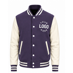 OEM High Street <b>Baseball</b> <b>Jacket</b> <b>Men</b> High Quality Stand Collar Leather Sleeves Custom Made Winter Varsity <b>Jacket</b> Outerwear - Product Image 1