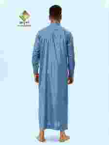 Al Haramain <b>Men</b> <b>Thobe</b> Long Sleeve Cotton Floor Length Solid Color Stand Collar Casual Daily Wear Middle East Traditional Style - Product Image 2