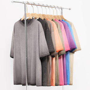 Personalizzabile 230g di cotone pesante Oversize manica corta vecchia spalla lavata a due colori gradiente modello solido - Product Image 1