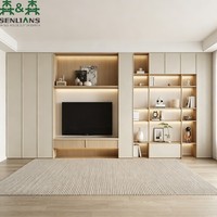 Sistema de Mueble para TV de Pared Completo SLS con Nicho para Pantalla LED, Vitrina de Vidrio, Almacenamiento Oculto y Consola Multimedia Personalizada
