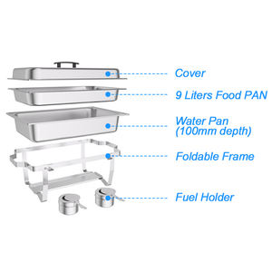1/2 GN Pfanne Edelstahl Full Size Faltbare Chafing Dish 9L Alkohol ofen Rechteckige Edelstahl Luxus Chafing Dishes - Product Image 2