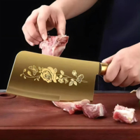 Ensemble de couteaux de cuisine en acier inoxydable doré pour couper les os en tranches pour chef de cuisine Accessoires pour fruits et légumes